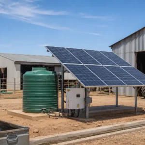 Solar-powered water pumping and farm energy system at an agricultural property in Namibia